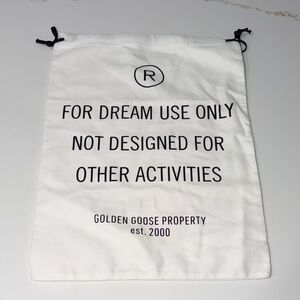 Golden Goose White Drawstring Dust Bag with Black Text for Sneakers | OS